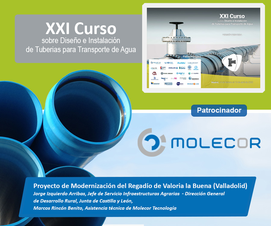 Molecor, patrocinador del XXI Curso sobre diseño e instalación de tuberías para el transporte de agua - Versión Reducida