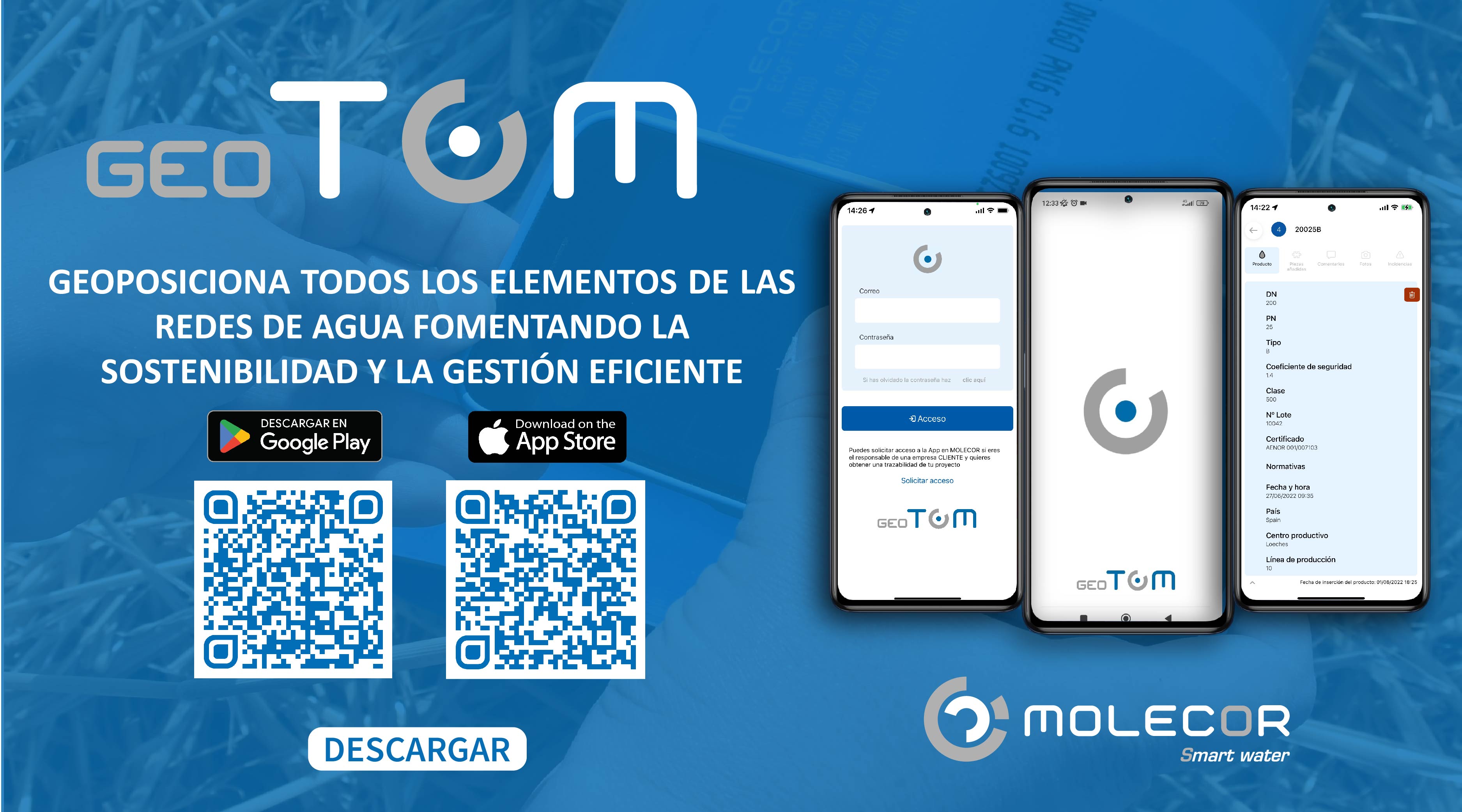 geoTOM®, el último desarrollo de Molecor que geoposiciona todos los elementos de las redes de agua fomentando la sostenibilidad y la gestión eficiente 